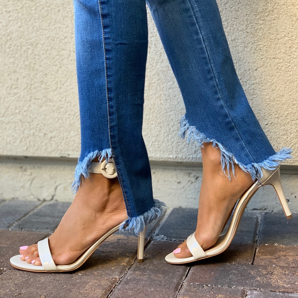 Perfect Nude Patent Barely There Strap High Heels - Picture 3 of 6